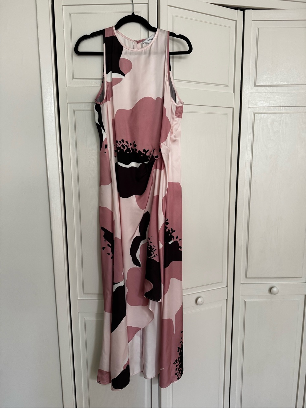 Reiss Pink and Black Floral Maxi Dress size 12